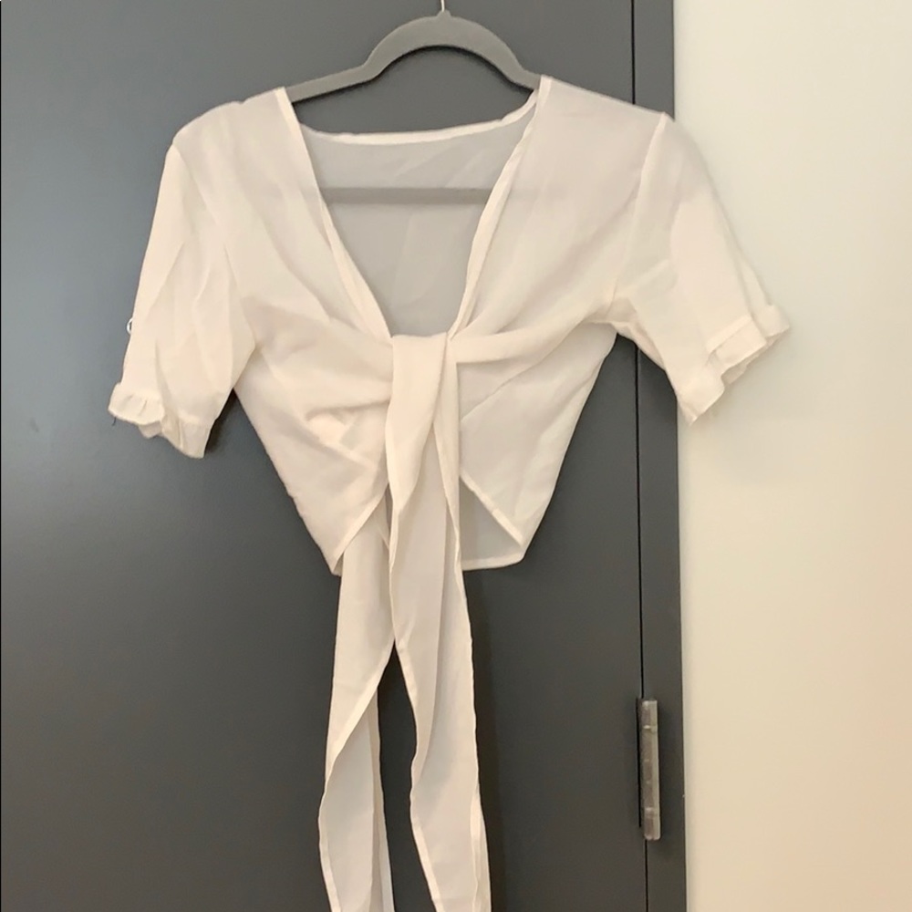 White Tie Crop Top
